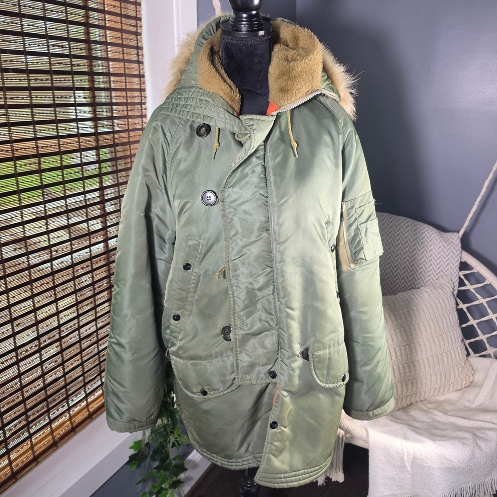 Vintage Schott Bros M-923-B Arctic Snorkel Parka Sage Green Flight Jacket Medium